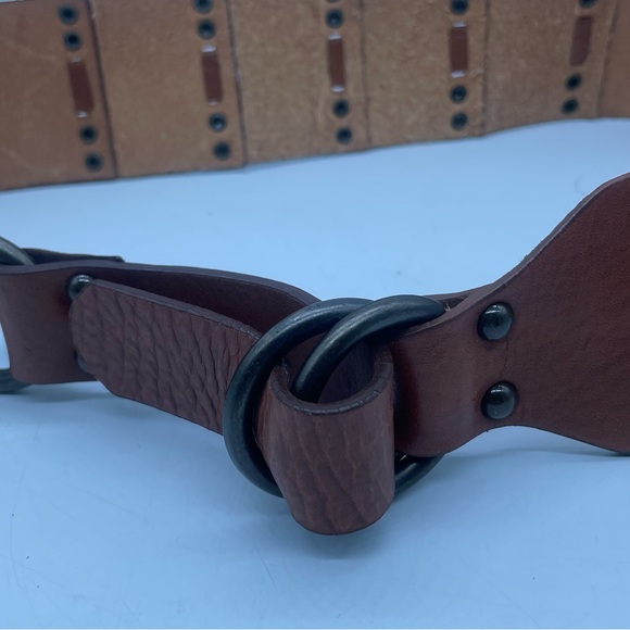 Another Line Leather Stuffed Belt Brown Gunmetal Sz S 30”-32” - Picture 2 of 5